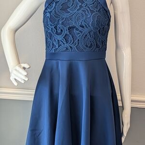 Francesca's Collections Navy Lace Detail Top